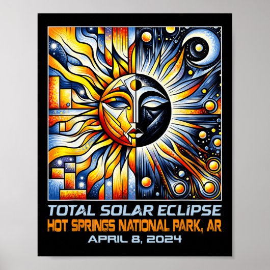 Poster Total Éclipse Solaire Sources Chaudes Ar Arkansas (Devant)