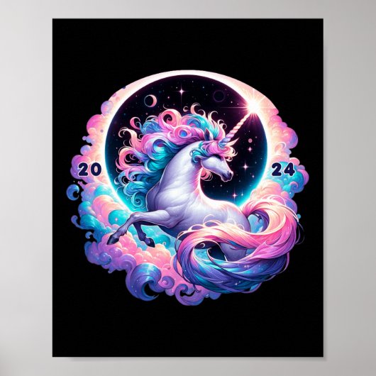 Poster Total Éclipse Solaire Totalité Unicorne (Devant)