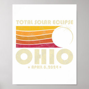Poster Total Rétro Total Solaire Eclipse 2024 Ohio Usa To