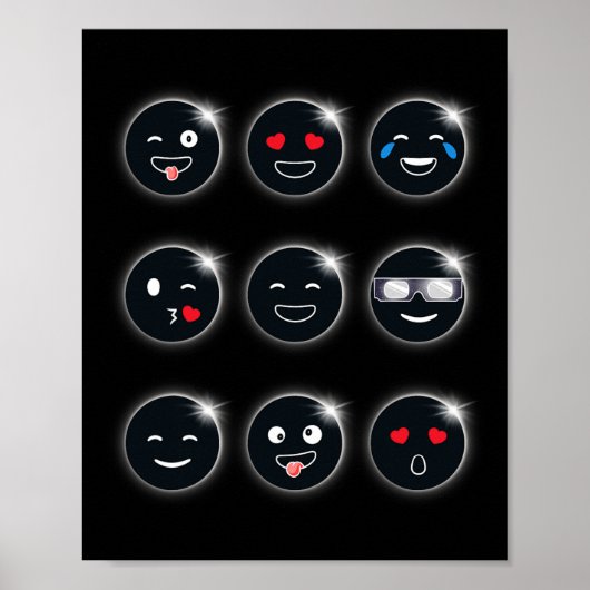 Poster Total Solaire Eclipse 04.08.2024 Silly Faces Fun B (Devant)