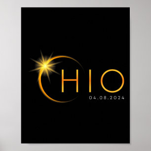 Poster Total Solaire Eclipse 2024 État Ohio Totalité Avri