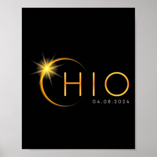Poster Total Solaire Eclipse 2024 État Ohio Totalité Avri (Devant)