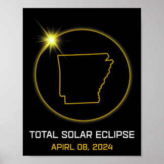 Poster Total Solaire Eclipse 2024 L'Arkansas Tour Totalit