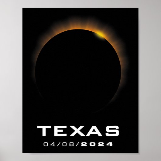 Poster Total Solaire Eclipse 2024 Texas (Devant)