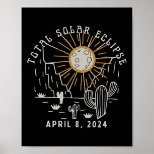 Poster Total Solaire Eclipse 2024 Totalement Western Texa