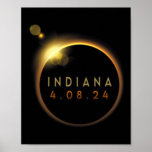 Poster Total Solaire Eclipse 2024 Totalité Indiana (Devant)