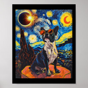 Poster Total Solaire Eclipse Boston Terrier Chien