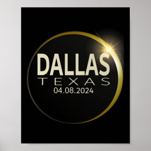 Poster Total Solaire Eclipse Dallas Texas 8 avril 2024 Ec