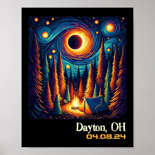 Poster Total Solaire Eclipse Dayton Ohio (Devant)