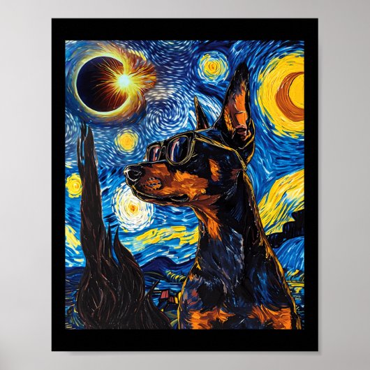 Poster Total Solaire Eclipse Doberman Chien (Devant)