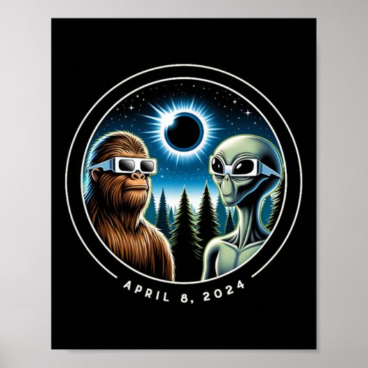 Poster Total Solaire Eclipse Funny Bigfoot Alien Avril Da (Devant)