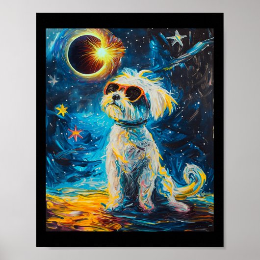 Poster Total Solaire Eclipse Maltese Chien (Devant)
