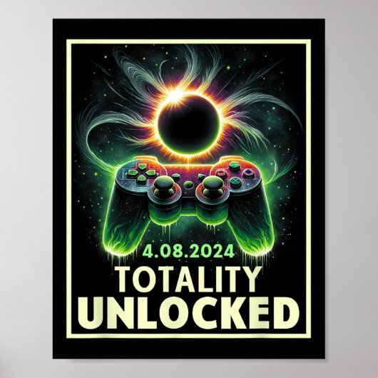 Poster Total Solar Eclipse 2024 Contrôleur de jeu vidéo g (Devant)