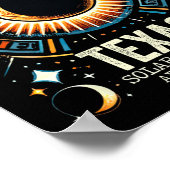 Poster Total Solar Eclipse 2024 Texas 8 avril Mo Abstrait (Coin)