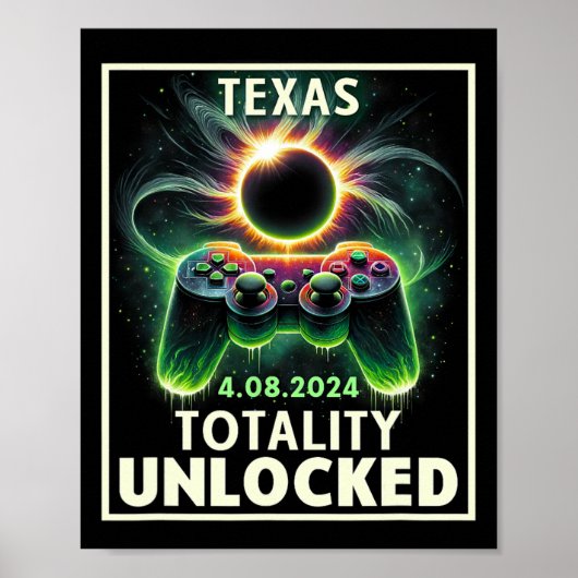 Poster Total Solar Eclipse 2024 Texas Video Game Gamer (Devant)