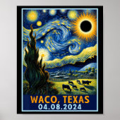 Poster Total Solar Eclipse 2024 Waco Texas Van Gogh Starr (Devant)