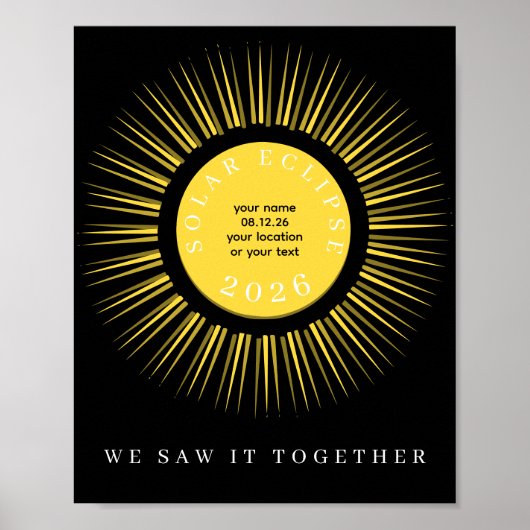 Poster Total solar eclipse 2026 your text personalized (Devant)