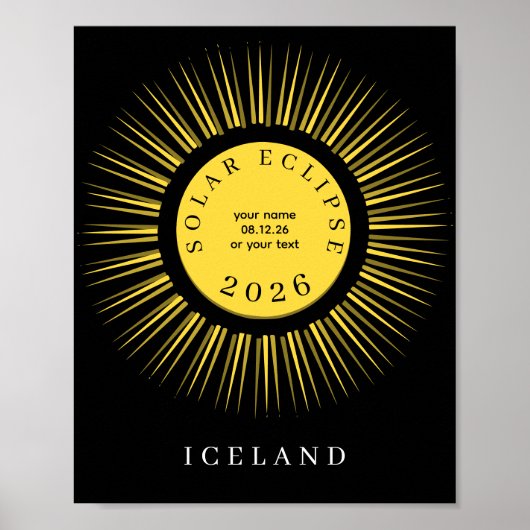 Poster Total solar eclipse August 2026 text personalized (Devant)