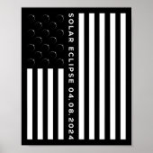 Poster Total Solar Eclipse US American Flag 04.08.2024 (Devant)