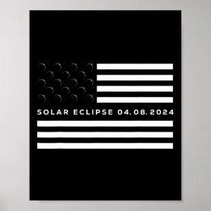 Poster Total Solar Eclipse US American Flag 04.08.2024 À