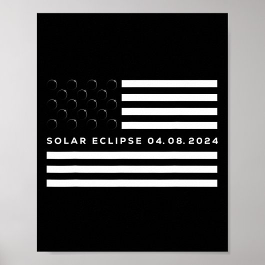 Poster Total Solar Eclipse US American Flag 04.08.2024 À (Devant)