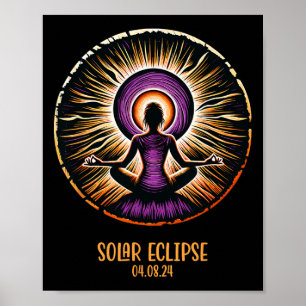 Poster Totalité 8 avril Éclipse solaire totale Femmes Yog