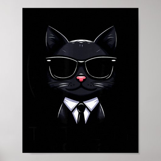 Poster Totalité de l'éclipse solaire drôle de chat lunett (Devant)