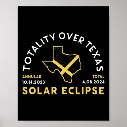 Poster Totalité du Texas Total annuel Éclipse solaire 202 (Devant)