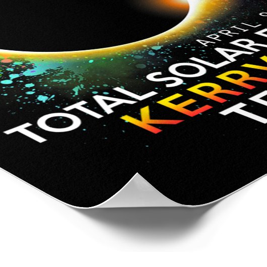 Poster Totalité du Texas Total Éclipse solaire 8 avril 20 (Coin)