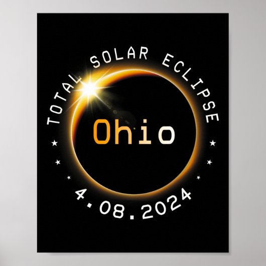 Poster Totalité Éclipse solaire 2024 4.08.24 Accessoires (Devant)
