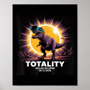 Poster Totalité Solaire Drôle 12 Août Dinosaure