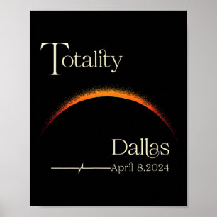 Poster Totalité Solaire Eclipse Dallas Texas Total Solair