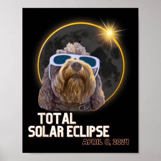 Poster Totalité Solaire Eclipse Goldendoodle Avec Eclipse (Devant)
