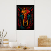 Poster Totem de chien primal Art abstrait – Expressionnis (Cuisine)