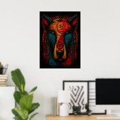 Poster Totem de chien primal Art abstrait – Expressionnis (Bureau à domicile)