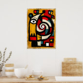 Poster Totem Spirale Cubiste Primitive Abstraite Gras (Cuisine)