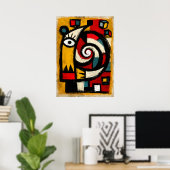 Poster Totem Spirale Cubiste Primitive Abstraite Gras (Bureau à domicile)