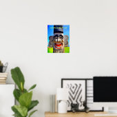 Poster Totem Wood Face Photo Smile with Teeth Citation (Bureau à domicile)