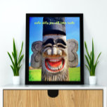 Poster Totem Wood Face Photo Smile with Teeth Citation<br><div class="desc">Qui peut résister à un visage riant comme celui-ci ? N'oubliez pas de "sourire pendant que vous avez encore des dents" en regardant ce personnage original et coloré, affiche de citation de photographie. Fait un grand cadeau pour quelqu'un spécial! Vous pouvez facilement personnaliser cette affiche plus je propose également la...</div>