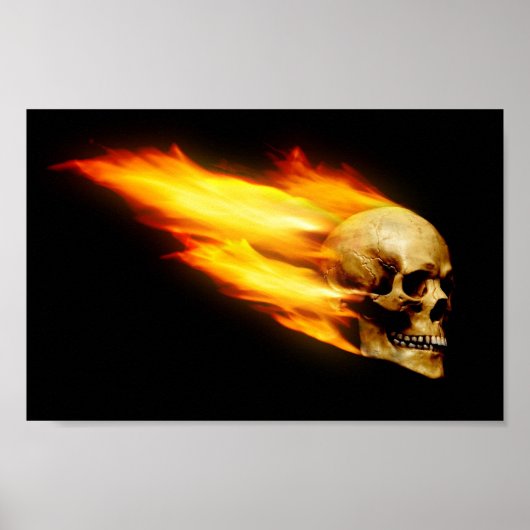 Poster Totenkopf mit Flammen (Devant)