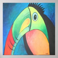 Toucan Childlike Cartoon Painting