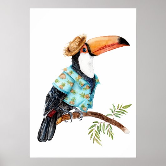 Poster Toucan en chemise hawaïenne (Devant)