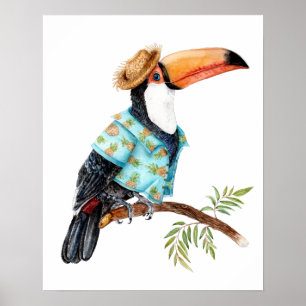 Poster Toucan en chemise hawaïenne