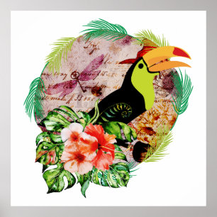 Poster Toucan's Magic - Chariot à oiseaux tropicaux