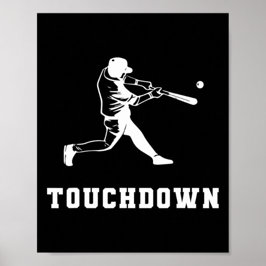 Poster Touchdown Baseball Humour Funny Touchdown Baseball (Devant)
