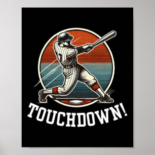 Poster Touchdown Homerun Sports Mash Up Football Baseball