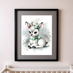 Poster Touche de couleur Crèche Animaux de la forêt Cerf
