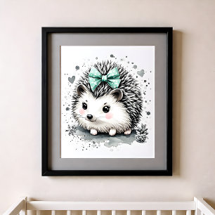 Poster Touche de Couleur Crèche Animaux de la Forêt Héris