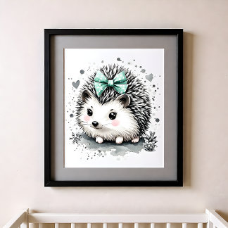 Poster Touche de Couleur Crèche Animaux de la Forêt Héris