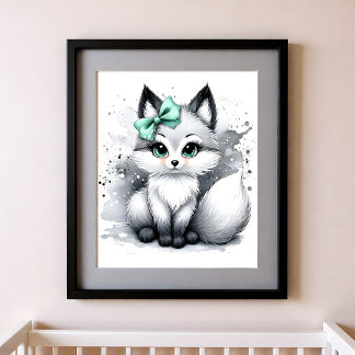 Poster Touche de Couleur Crèche Animaux de la Forêt Renar